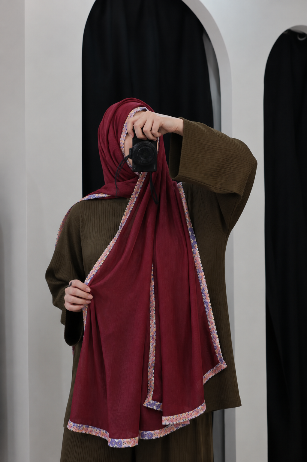 Luxe Crimson Bloom Hijabs