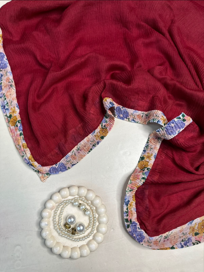 Luxe Crimson Bloom Hijabs